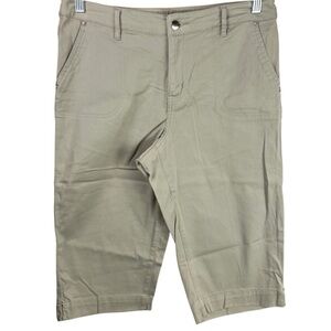 Dressbarn Khaki Bermuda Shorts Cotton Stretch Mid-Rise Casual Size 8